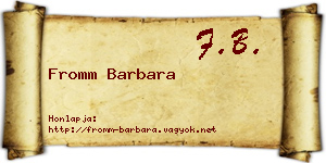 Fromm Barbara névjegykártya